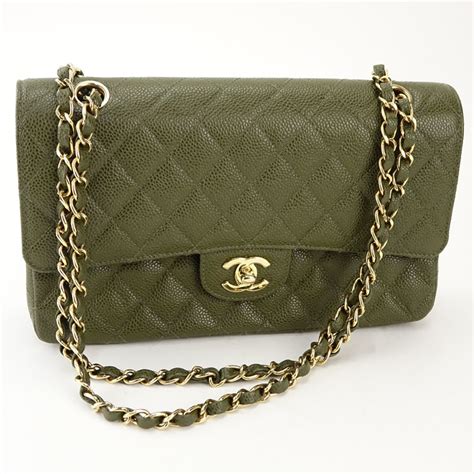 caviar leather chanel olive green zipper|Chanel Olive Green Quilted Caviar Jumbo Classic Double Flap .